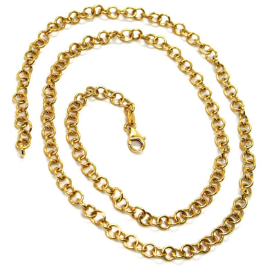 18K YELLOW GOLD CHAIN 23.60 INCHES, ROUND CIRCLE ROLO LINK, DIAMETER 4 MM.