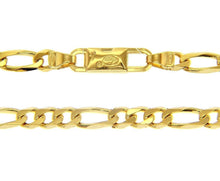 Load image into Gallery viewer, SOLID 18K GOLD FIGARO GOURMETTE CHAIN 4.2mm WIDTH, 24&quot;, ALTERNATE 3+1 NECKLACE
