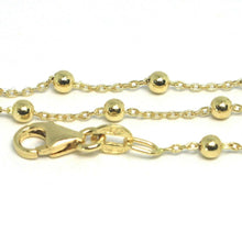 Load image into Gallery viewer, 18k yellow gold balls chain 2 mm, 31.5 inches long, sphere alternate oval rolo.
