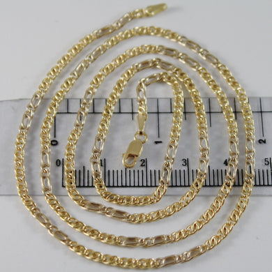 18K YELLOW WHITE GOLD CHAIN 2.5 MM FLAT CLASSIC EYE LINK 23.6 IN. MADE IN ITALY.