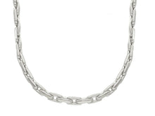 Load image into Gallery viewer, 18K WHITE GOLD CHAIN 4mm SQUARE ROUNDED CABLE RECTANGULAR LINK 60cm 24&quot;.
