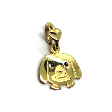 SOLID 9K YELLOW GOLD SMALL 12mm DOG PENDANT, MADE IN ITALY BY DODO MARIANI.