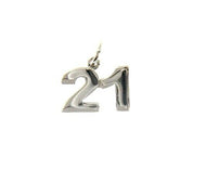 18k white gold number 21 twenty one small pendant charm, 0.4