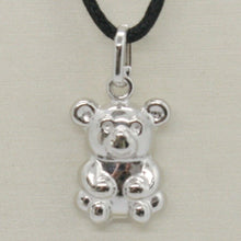 Load image into Gallery viewer, 18k white gold rounded teddy bear pendant charm 22 mm smooth &amp; satin Italy made

