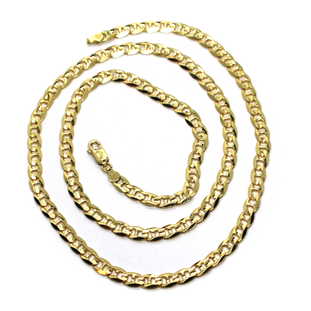 solid 18k yellow gold chain flat boat mariner oval nautical big 5mm link, 60 cm 24