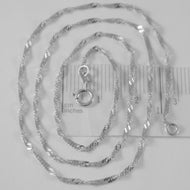 SOLID 18K WHITE GOLD SINGAPORE BRAID ROPE CHAIN 18 INCHES, 2 MM MADE IN ITALY.