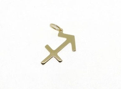 18k yellow gold zodiac sign pendant zodiacal flat charm sagittarius, Italy made.