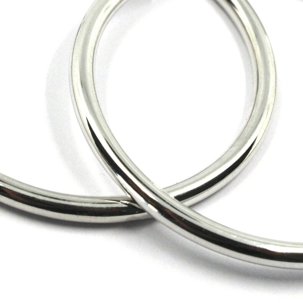 18k white gold round circle earrings diameter 30 mm, width 3 mm, made in Italy