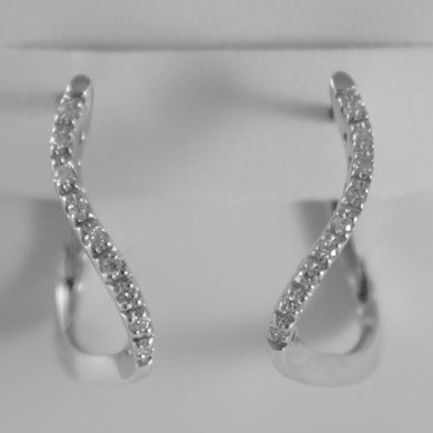 18k white gold circle ondulate earrings diamond diamonds 0.20 ct made in Italy.