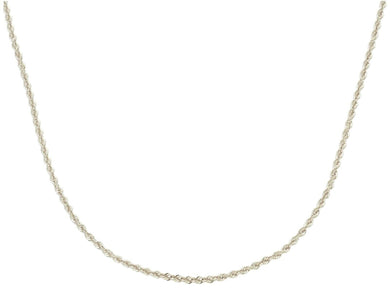 SOLID 18K WHITE GOLD CHAIN, SMALL 1mm ROPE BRAIDED, 45cm 18