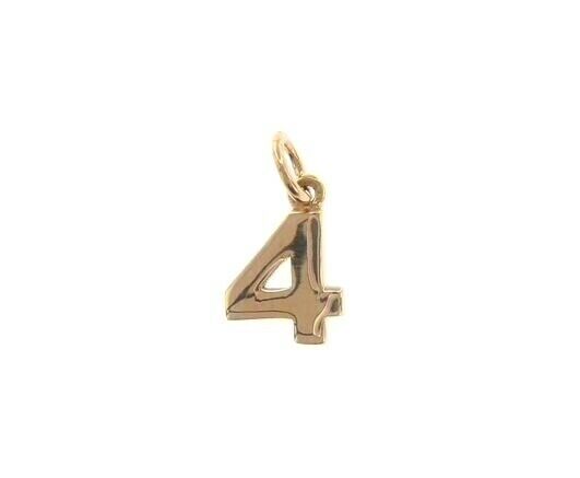 18k rose gold number 4 four small pendant charm, 0.4
