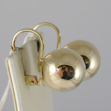 18k yellow gold leverback earrings with balls ball 12 mm diameter made in Italy.