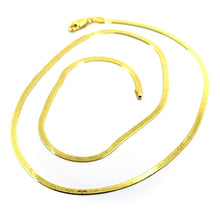 Cargar imagen en el visor de la galería, 18K YELLOW GOLD CHAIN FLAT 2.2mm FISHBONE 20&quot; HERRINGBONE TWO SIDES SMOOTH SATIN.
