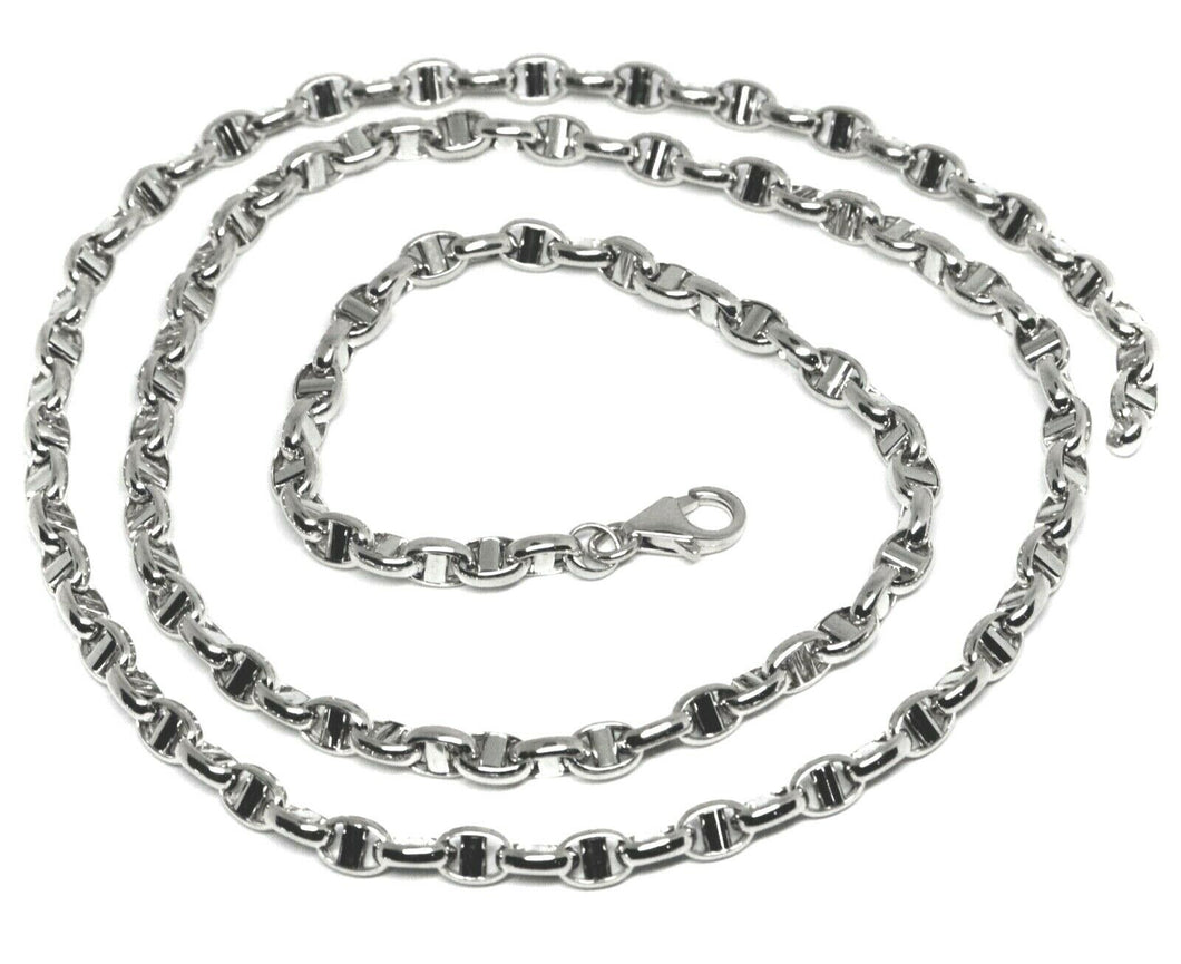 18k white gold chain sailor's nautical navy mariner big oval 4mm link, 20