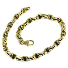 Load image into Gallery viewer, 18k yellow white gold 5mm oval navy mariner nautical bracelet 8.3&quot;, 21 cm
