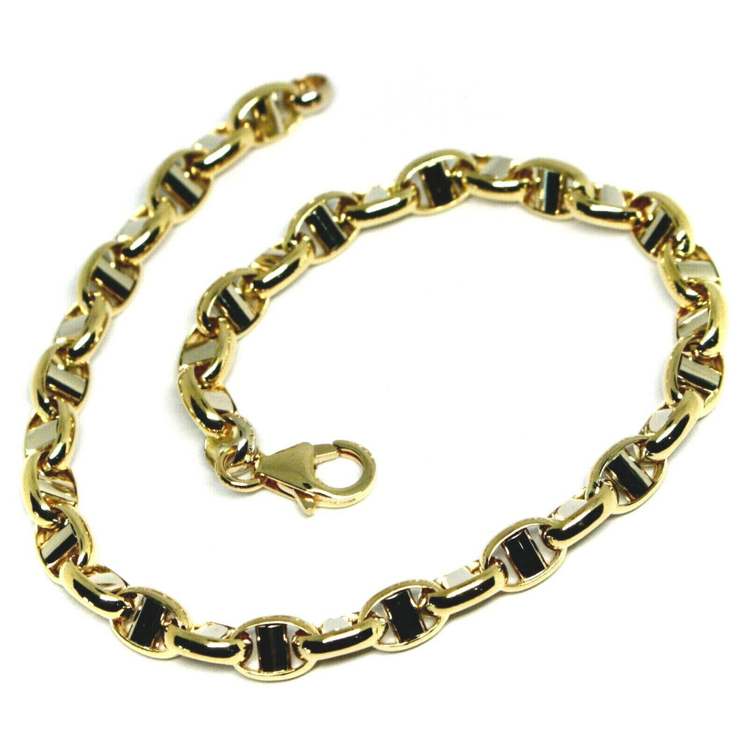 18k yellow white gold 5mm oval navy mariner nautical bracelet 8.3
