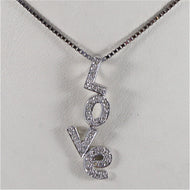 18k white gold necklace, love pendant, diamonds ct 0.20, made in Italy.