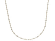 18K WHITE GOLD CHAIN, SMALL 1.5mm FLAT POLISHED CROSSED OVALS, 19.7