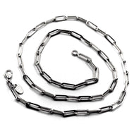 18k white gold chain necklace squared oval paper clip 3x10mm links, 18