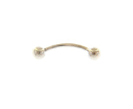 18K WHITE GOLD PIERCING, BARBELL CURVE BANANABELL BANANA, BALLS 4mm BELLY BODY.