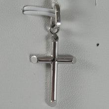 Load image into Gallery viewer, 18k white gold cross, tube, shiny 1.26, rounded, made in Italy
