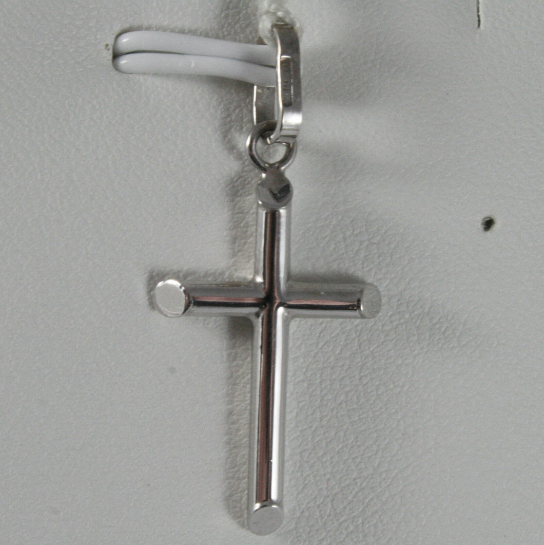 18k white gold cross, tube, shiny 1.26, rounded, made in Italy