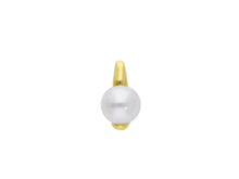 Load image into Gallery viewer, 18k white yellow pendant charm with round freshwater white pearl 7,5-8 mm.
