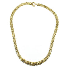 Load image into Gallery viewer, 18K YELLOW GOLD FLAT BYZANTINE NECKLACE CHOKER 7/10mm, 45cm, 18&quot;, MADE IN ITALY
