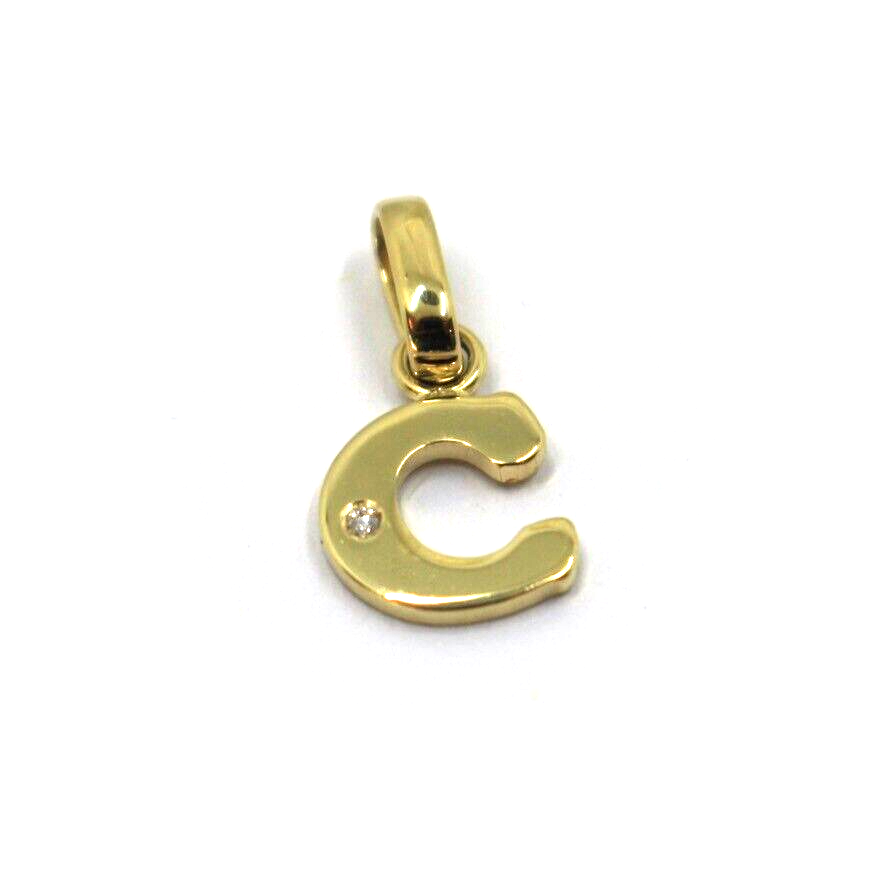 18k yellow gold pendant charm small initial letter C, 10mm, 0.4