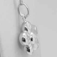 Load image into Gallery viewer, 18k white gold rounded flower daisy pendant charm 22 mm smooth made in Italy.
