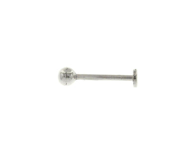 18K WHITE GOLD PIERCING LABRET WITH 4mm BALLS, SPHERE, MADE IN ITALY.
