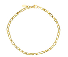 Cargar imagen en el visor de la galería, 18K YELLOW GOLD BRACELET SQUARED OVAL PAPER CLIP 3x6mm LINK, LENGTH 7.1&quot; 18cm.
