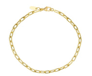 18K YELLOW GOLD BRACELET SQUARED OVAL PAPER CLIP 3x6mm LINK, LENGTH 7.1