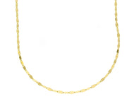 18K YELLOW GOLD CHAIN, THIN 1.3mm FLAT POLISHED DOUBLE OVALS, 17.7