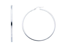18k white gold circle earrings diameter 50 mm with square tube, made in Italy.