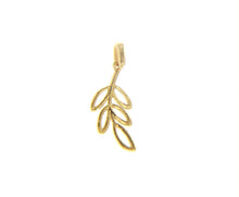 Load image into Gallery viewer, SOLID 18K YELLOW GOLD SMALL 12mm 0.47&quot; BRANCH LEAVES PENDANT CHARM MADE IN ITALY
