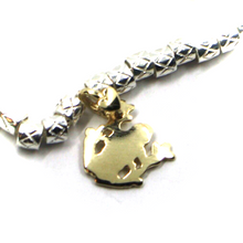 Load image into Gallery viewer, 925 STERLING SILVER TUBES CUBES BRACELET WITH 9K YELLOW GOLD 10mm FROG PENDANT.
