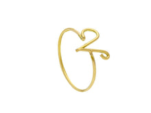 Load image into Gallery viewer, 18K YELLOW GOLD SMOOTH WIRE 1mm RING, LETTER INITIAL V LENGTH 10mm 0.4&quot;.
