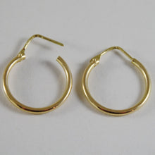 Load image into Gallery viewer, 18K YELLOW GOLD EARRINGS LITTLE CIRCLE HOOP 19 MM 0.75 IN DIAMETER MADE IN ITALY.

