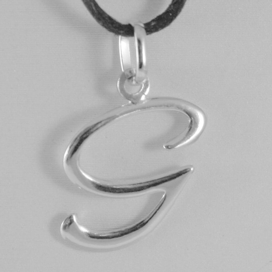 18k white gold pendant charm initial letter G, made in Italy 0.9 inches, 23 mm
