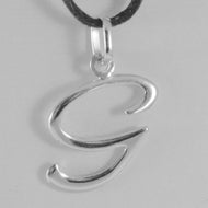18k white gold pendant charm initial letter G, made in Italy 0.9 inches, 23 mm.