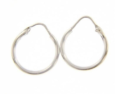 18k white gold round circle earrings diameter 13 mm width 1.7 mm, made in Italy.