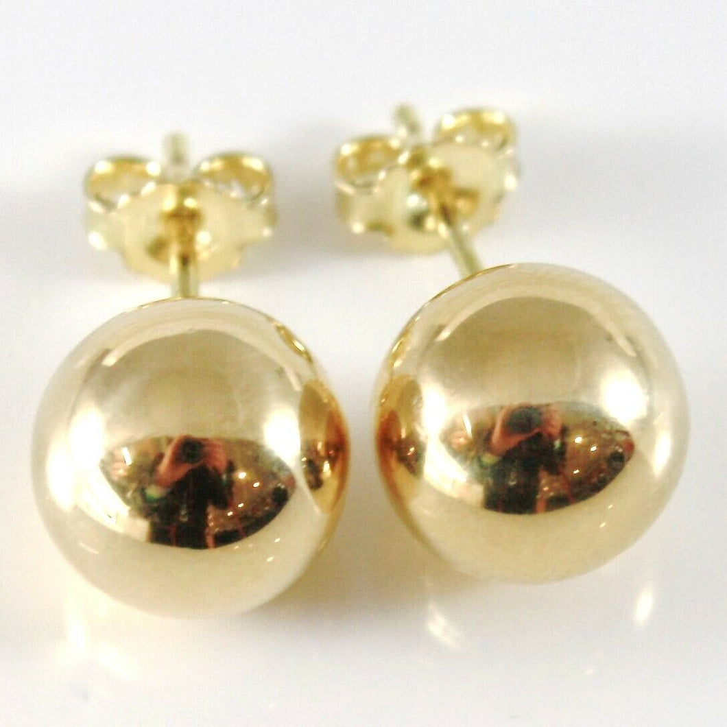 18k yellow gold earrings with big 10 mm balls ball round sphere, made in Italy