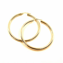 Load image into Gallery viewer, 18K YELLOW GOLD ROUND CIRCLE EARRINGS DIAMETER 30 MM, WIDTH 3 MM, MADE IN ITALY
