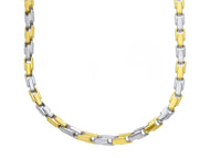 18K YELLOW WHITE GOLD CHAIN 3.5mm ALTERNATE CROSSED SQUARED TUBE LINK 50cm 20