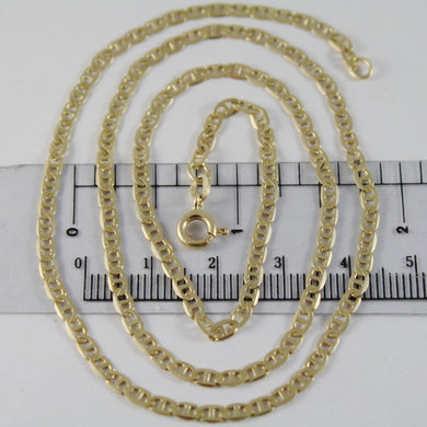 18K YELLOW GOLD CHAIN 3 MM FLAT NAVY MARINER LINK 19.70 INCHES MADE IN ITALY.