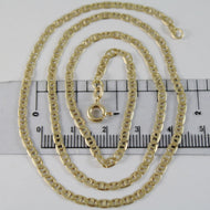 18K YELLOW GOLD CHAIN 3 MM FLAT NAVY MARINER LINK 19.70 INCHES MADE IN ITALY.
