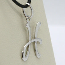 Load image into Gallery viewer, 18k white gold pendant charm initial letter H, made in Italy 0.8 inches, 21 mm.
