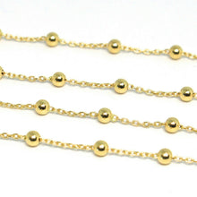 Load image into Gallery viewer, 18k yellow gold balls chain 2 mm, 31.5 inches long, sphere alternate oval rolo.
