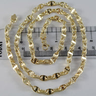 SOLID 18K YELLOW GOLD CHAIN NECKLACE SAILOR'S NAVY LINK 19.68 IN. MADE IN ITALY.
